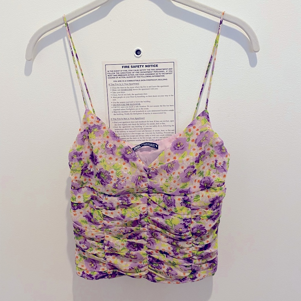Zara ruched floral top